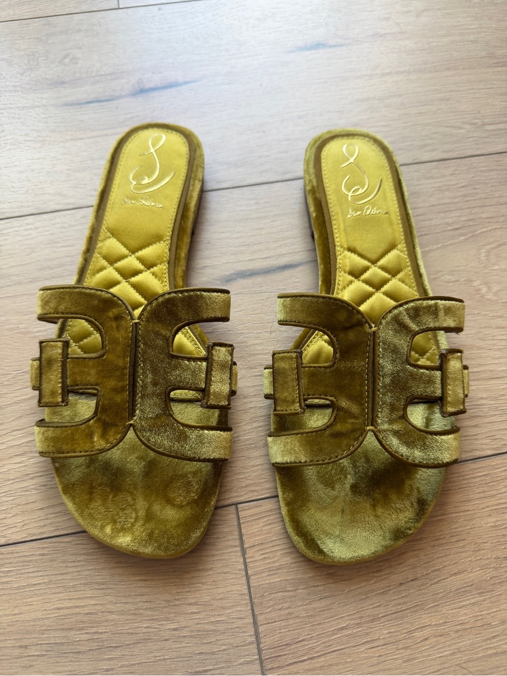 Sam Edelman Olive Green Velvet Slide Mules